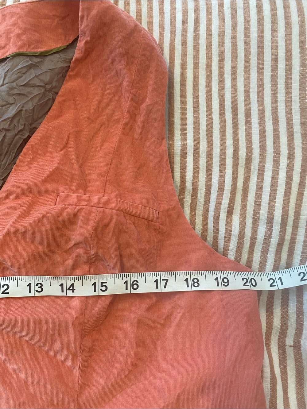 Sundance menswear style vest top Sleeveless thin corduroy salmon pink LARGE - Picture 3 of 7